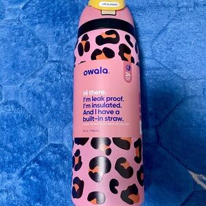 Owala Pink Leopard Insulated Water Bottle